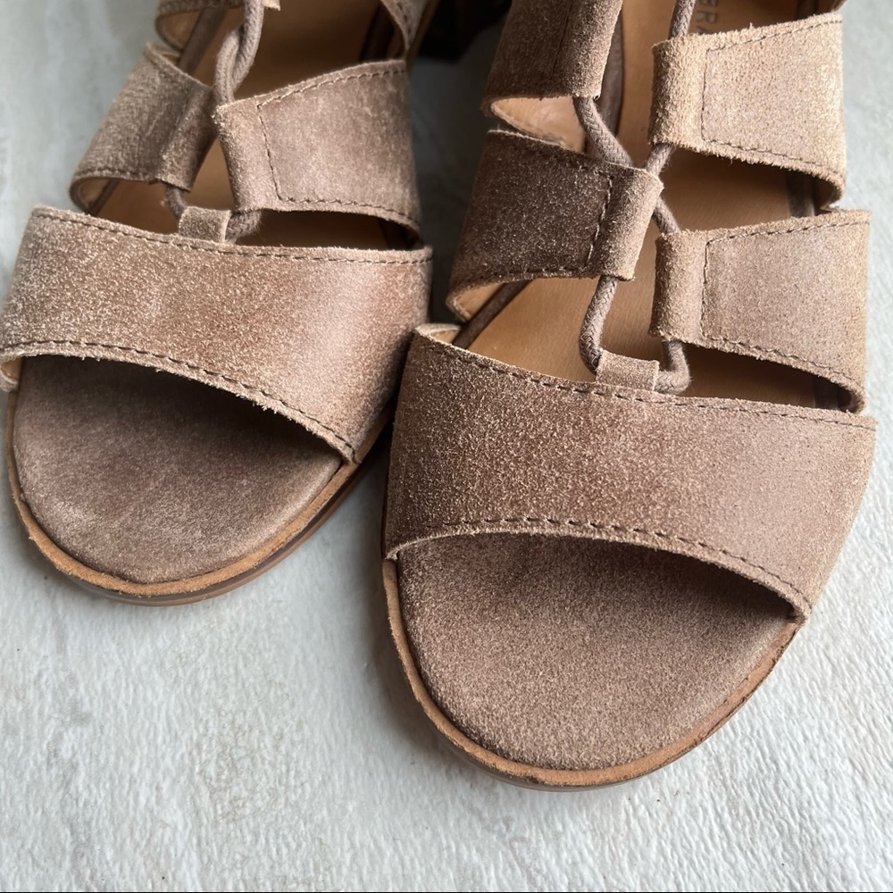 ** Lucky Brand Tazu Lace Up Leather Cage Sandals 8.5 - Picture 3 of 11